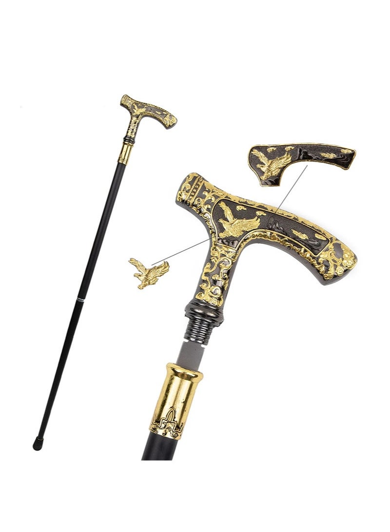 أبوستيم عصا نبيلة بطول 90 سم برأس نسر، عصا زخرفية من قسمين مع أقسام قابلة للفصل، تصميم مقبض مريح، مثالية للعب الأدوار، كما أنها هدية ممتازة لكبار السن. - Image 1